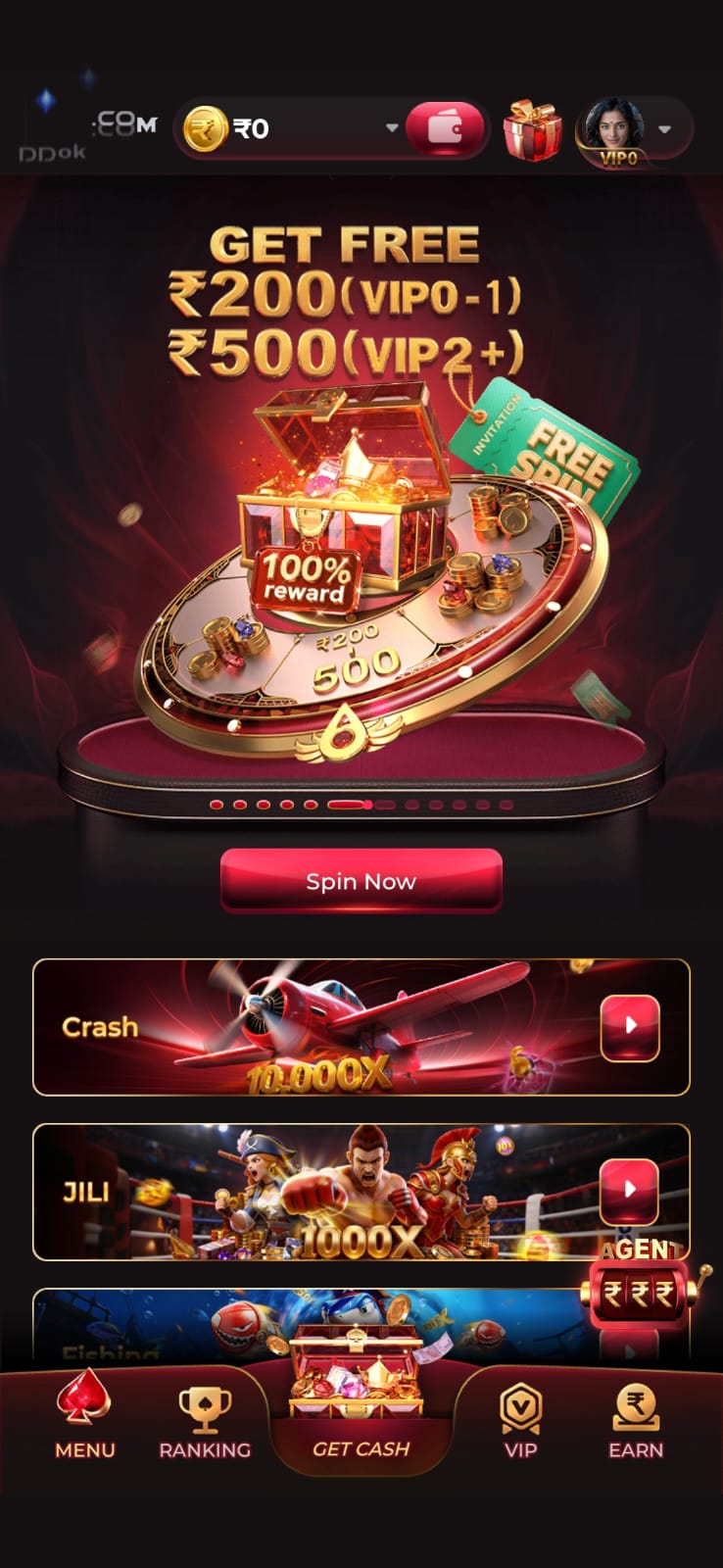DDOK Game App APK simple gaming logo with crown cards and chips